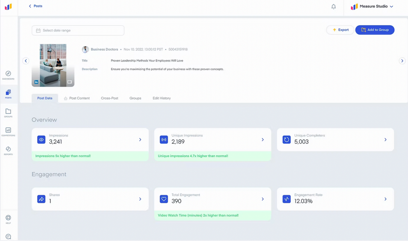 Available analytics with Measure Studio